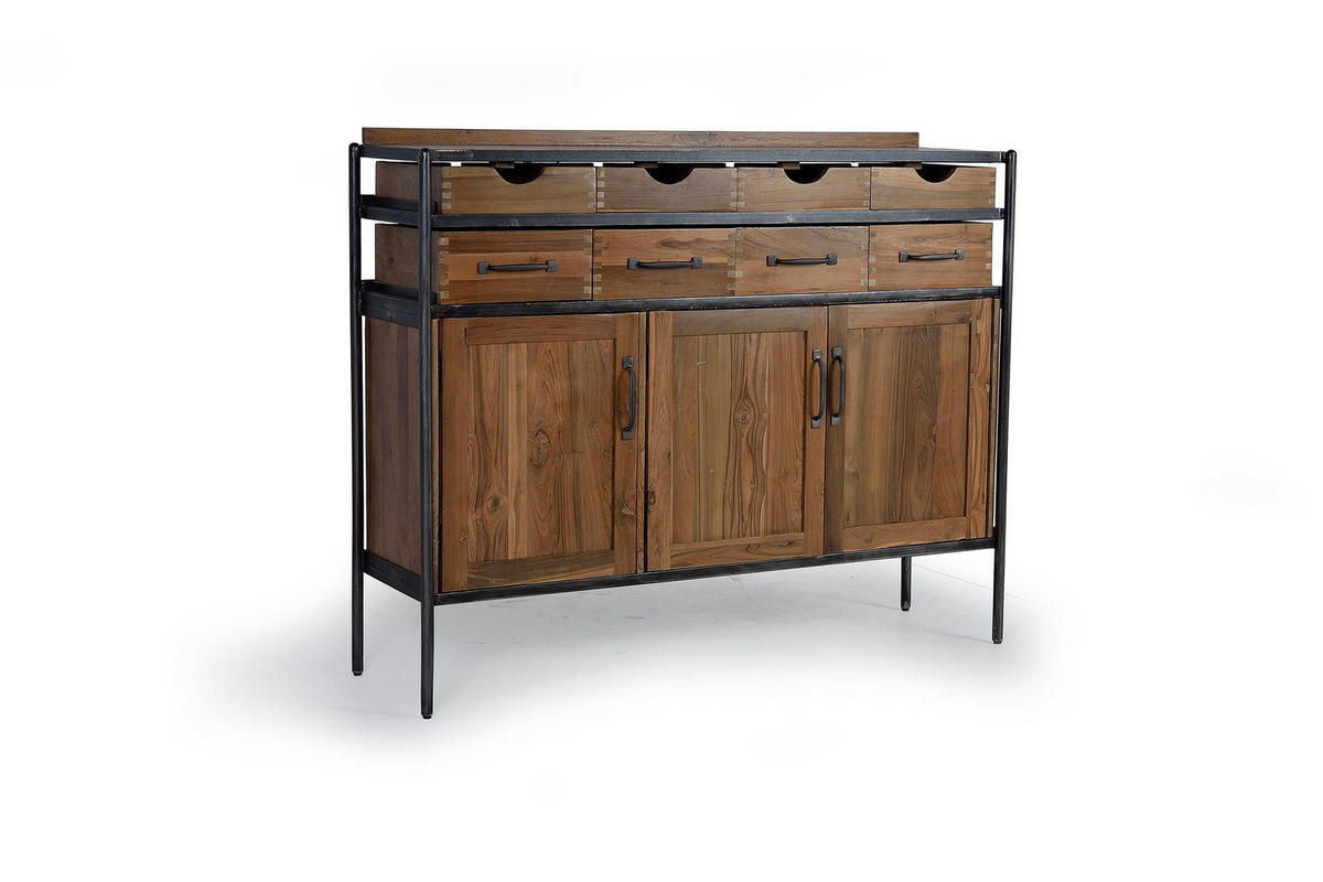 SIDEBOARD aus Teak- und Mangoholz und braunem Metall - Braun, Holz (40/110/140cm) - Giner y Colomer