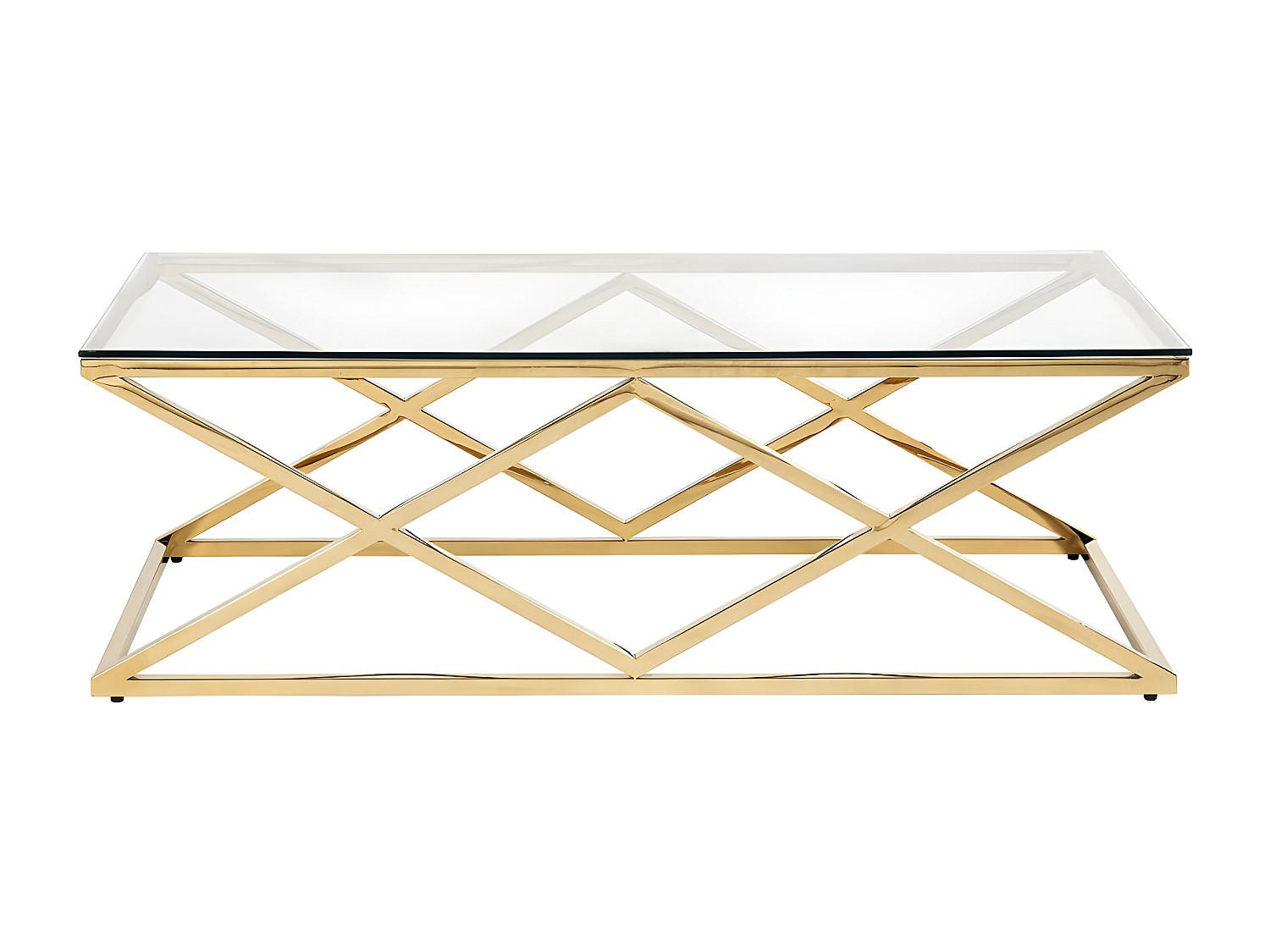COUCHTTISCH nicht ausziehbar - 120 cmcm x 60 cmcm - Glas - Transparent, Goldfarben - CHARLOTTE - Transparent/Goldfarben, Glas (60/120/40cm) - Vente-Unique