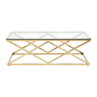 COUCHTISCH - 120 cm x 60 cm - Glas - Transparent, Goldfarben - CHARLOTTE - Transparent/Goldfarben, Glas (60/120/40cm) - Vente-Unique