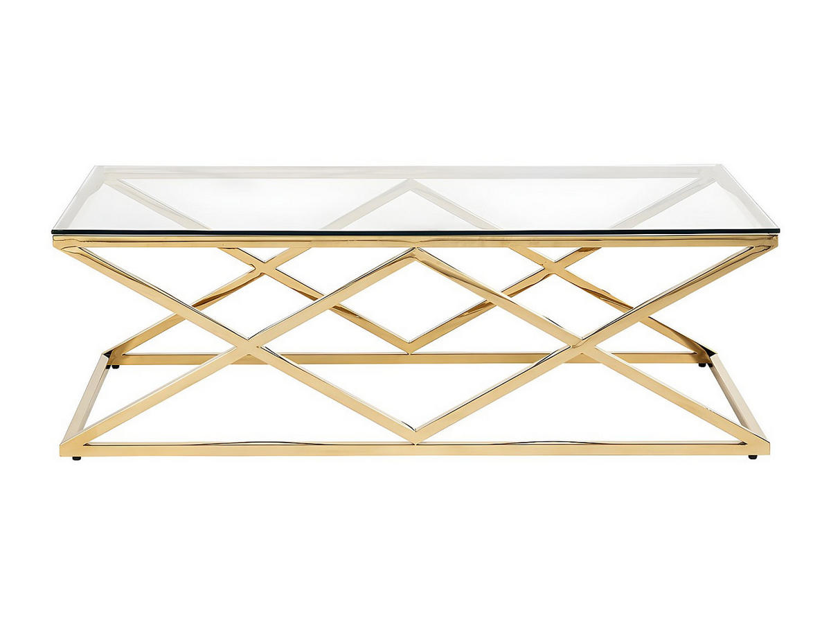 COUCHTISCH - Glas & Stahl - Goldfarben - CHARLOTTE - Transparent, Glas (120/60/40cm) - Pascal Morabito