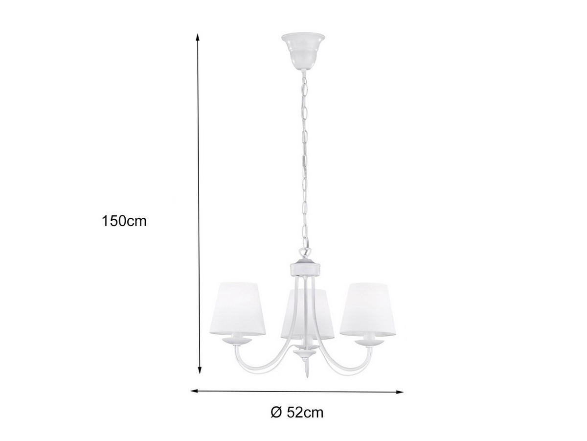 LED-KRONLEUCHTER Ø52cm, Lampenschirme Stoff Weiß - Weiß, Textil/Metall (52/52/150cm) - meineWunschleuchte