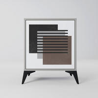 SIDEBOARD SHADOW SYNCHRONY, Grau, 57,5x42x70,5 cm, Schwarze Metall-Sternfüße - Multicolor/Schwarz, Holzwerkstoff/Metall (57.5/70.5/42cm) - SpaceRebels