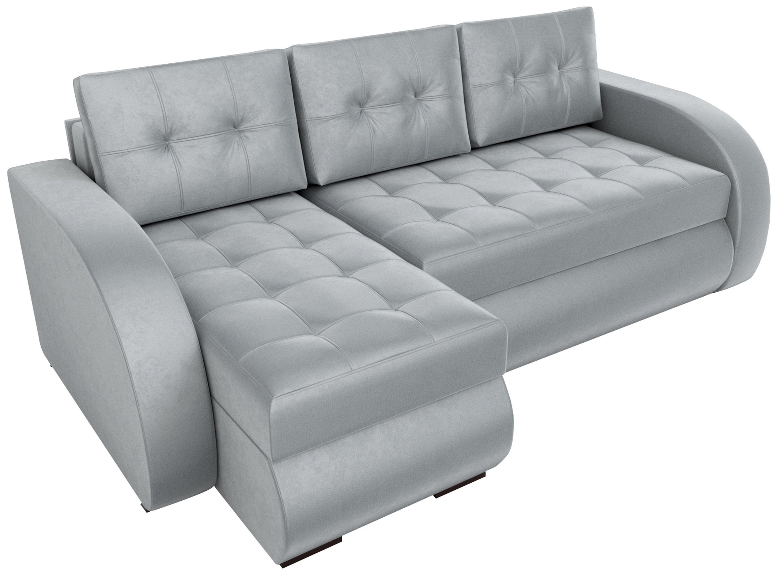 ECKSOFA Bergen mit Schlaffunktion Grau Samtstoff - Hellgrau, Textil (238/141cm) - Bromarkt