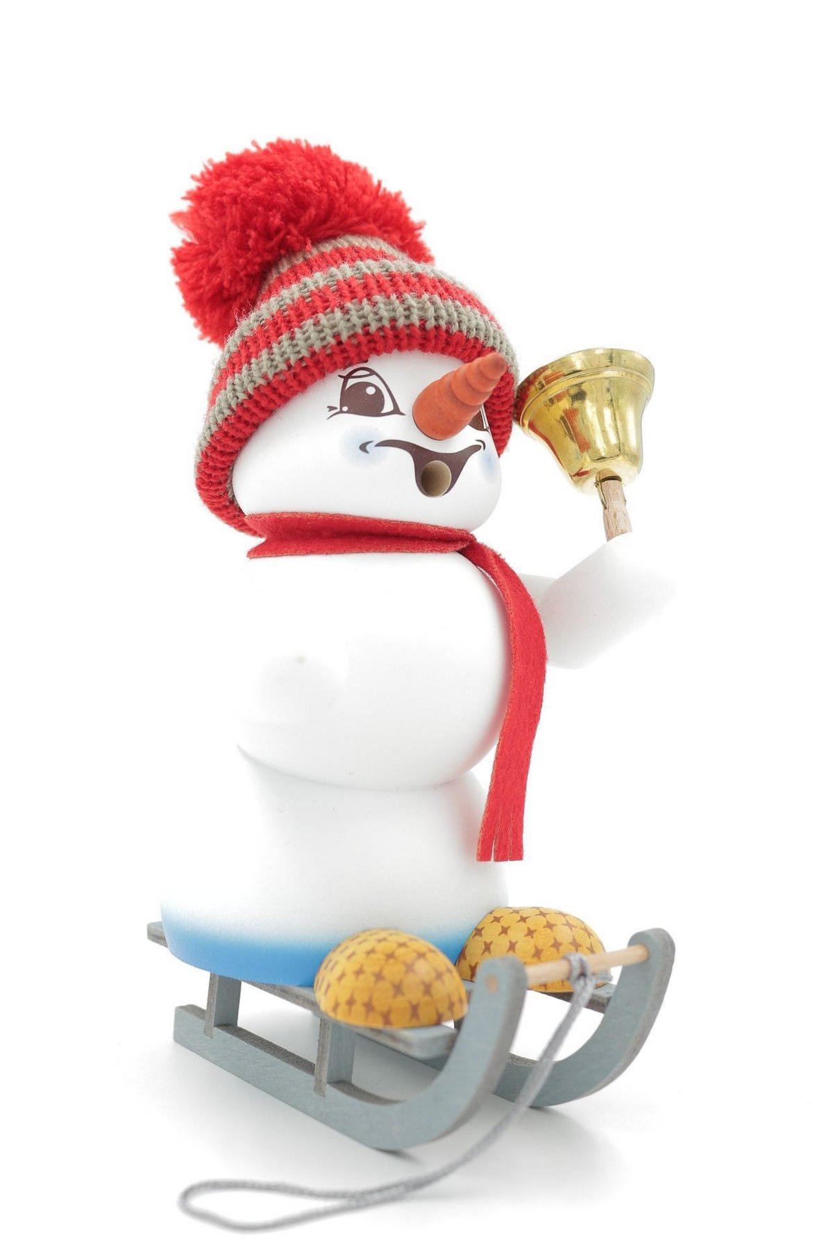 RAUCHFIGUR Schneemann Weiß Schlitten 19 cm - Multicolor, Holz (15/19/0.1cm)