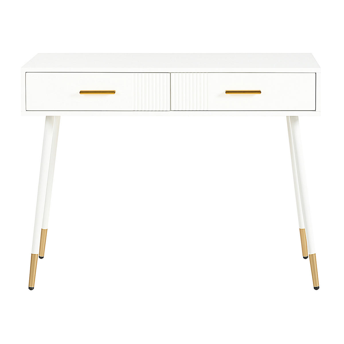 SCHMINKTISCH 100/40/76 cm mit 2 Schubladen, Metallfüßen und vielseitiger Nutzung, Weiß - Weiß, Holzwerkstoff (100/76/40cm) - Redom