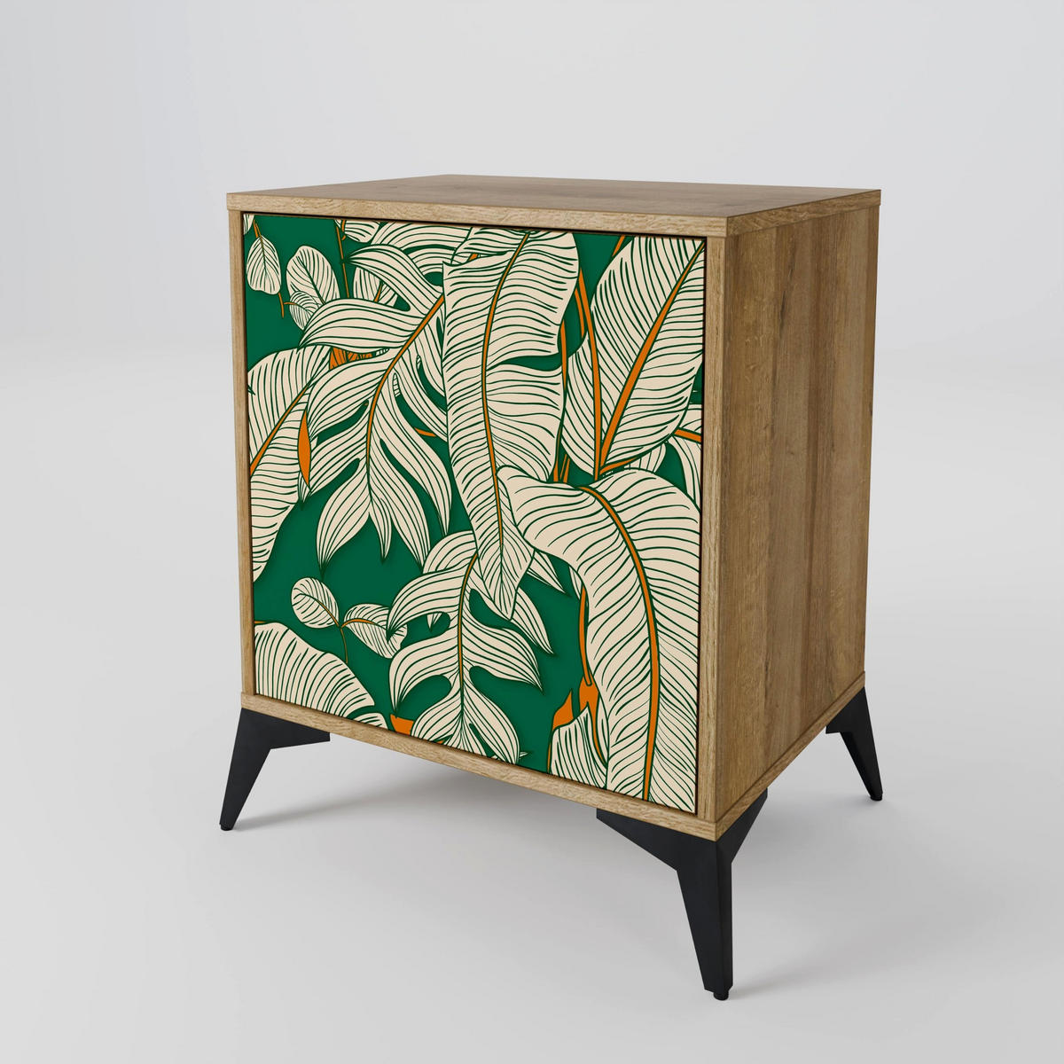 SIDEBOARD VERDANT PLEASURES, Eichefarben, 57,5x42x77,5 cm, Schräge Buchenholzfüße - Eichefarben/Buchefarben, Holzwerkstoff/Buchenholz (57.5/77.5/42cm) - SpaceRebels