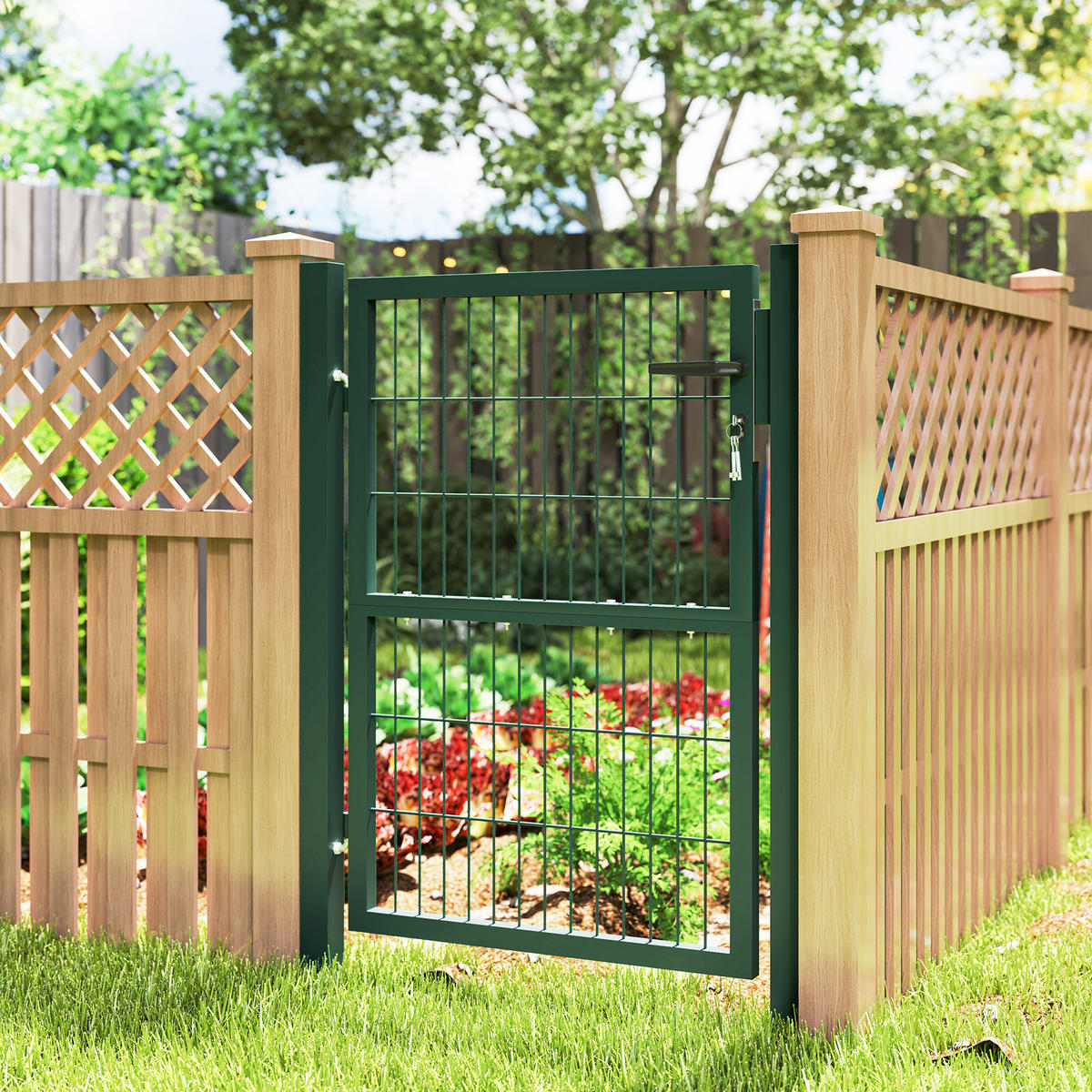 GARTENTOR aus Stahl - Grün, Metall (6/170cm) - Outsunny