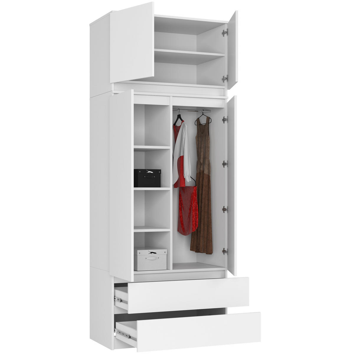 KLEIDERSCHRANK Weiß 90x51x234 cm - Weiß, Holzwerkstoff (90/234/51cm) - Akord