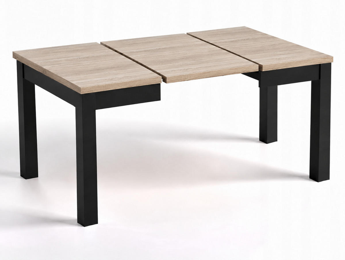 TISCH Schwarz Sonoma Eiche Ausziehbar 80/120x80 cm - Multicolor/Schwarz, Holzwerkstoff (120/80/76cm) - Sepro Meble