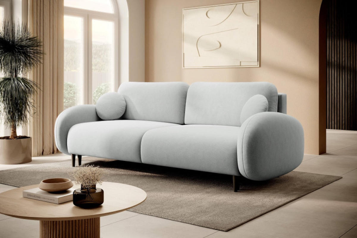 SOFA Grau SOFTI Mit Schlaffunktion - Grau, Textil (232/95/109cm) - Sepro Meble