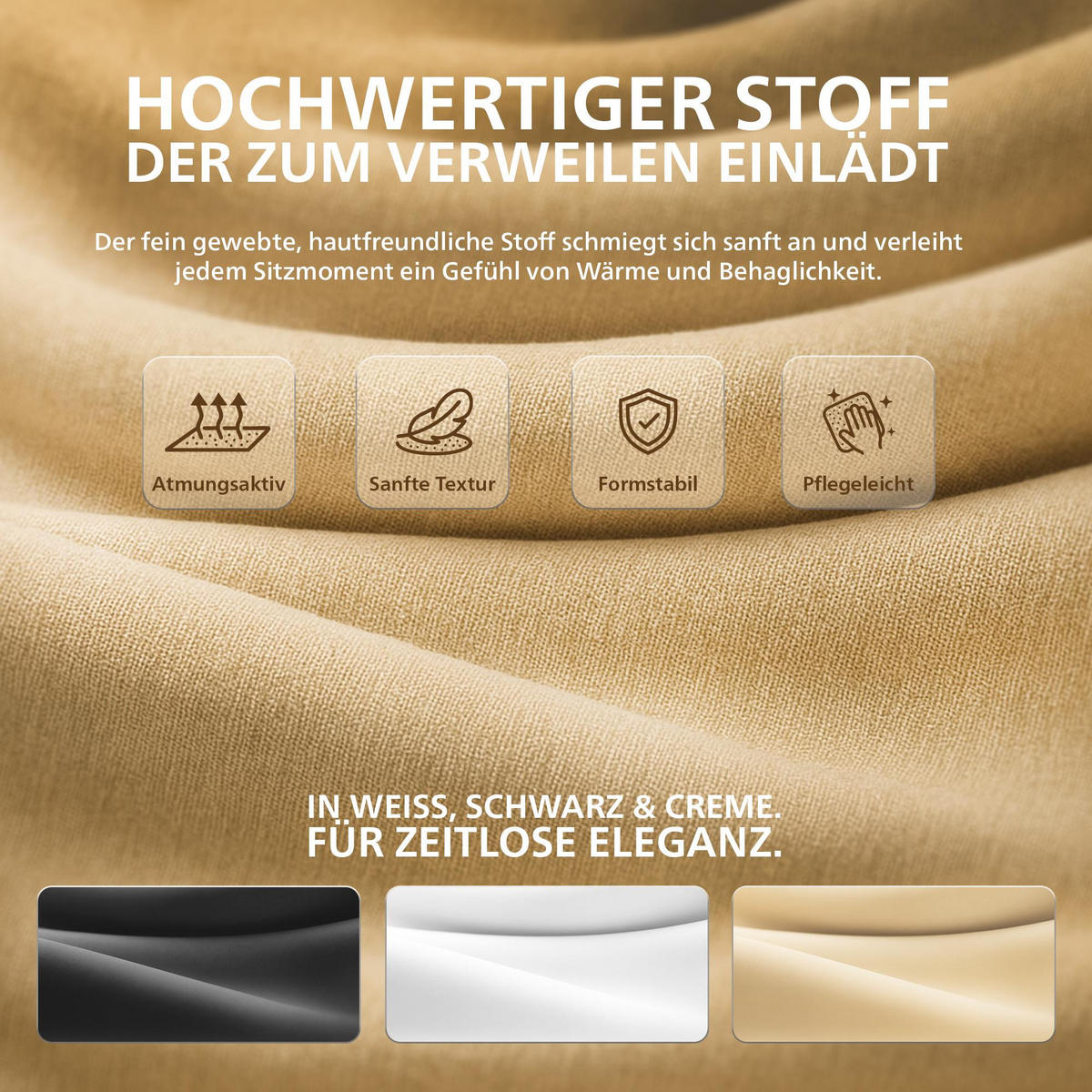 ESSZIMMERSTUHL 2er Set Stoff Natura/Creme - Eukalyptusholzfarben/Walnussfarben, Holz/Textil (52/86/54cm) - CLP