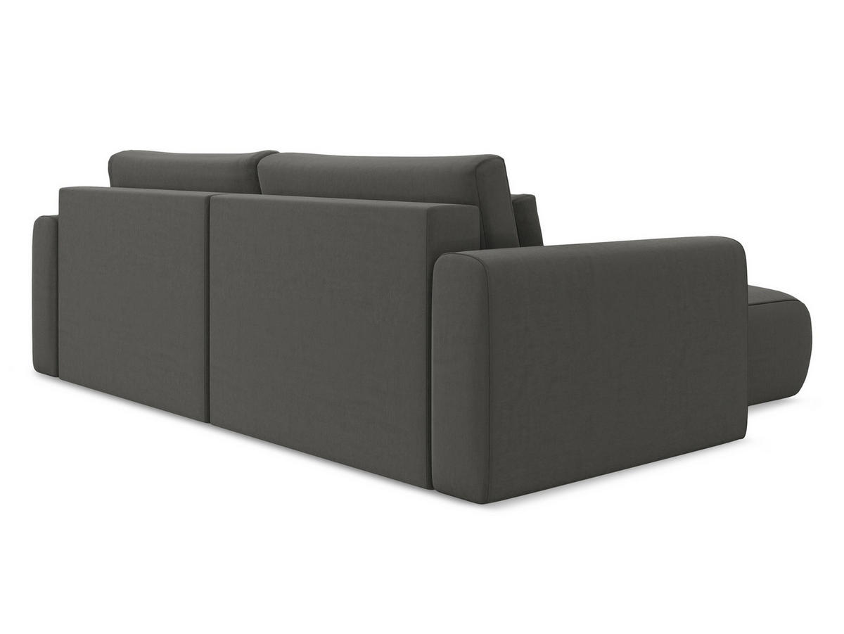 ECKSOFA mit Schlaffunktion Samt Stoff Grau - Dunkelgrau/Schwarz, Kunststoff/Textil (149/240cm) - Makamii