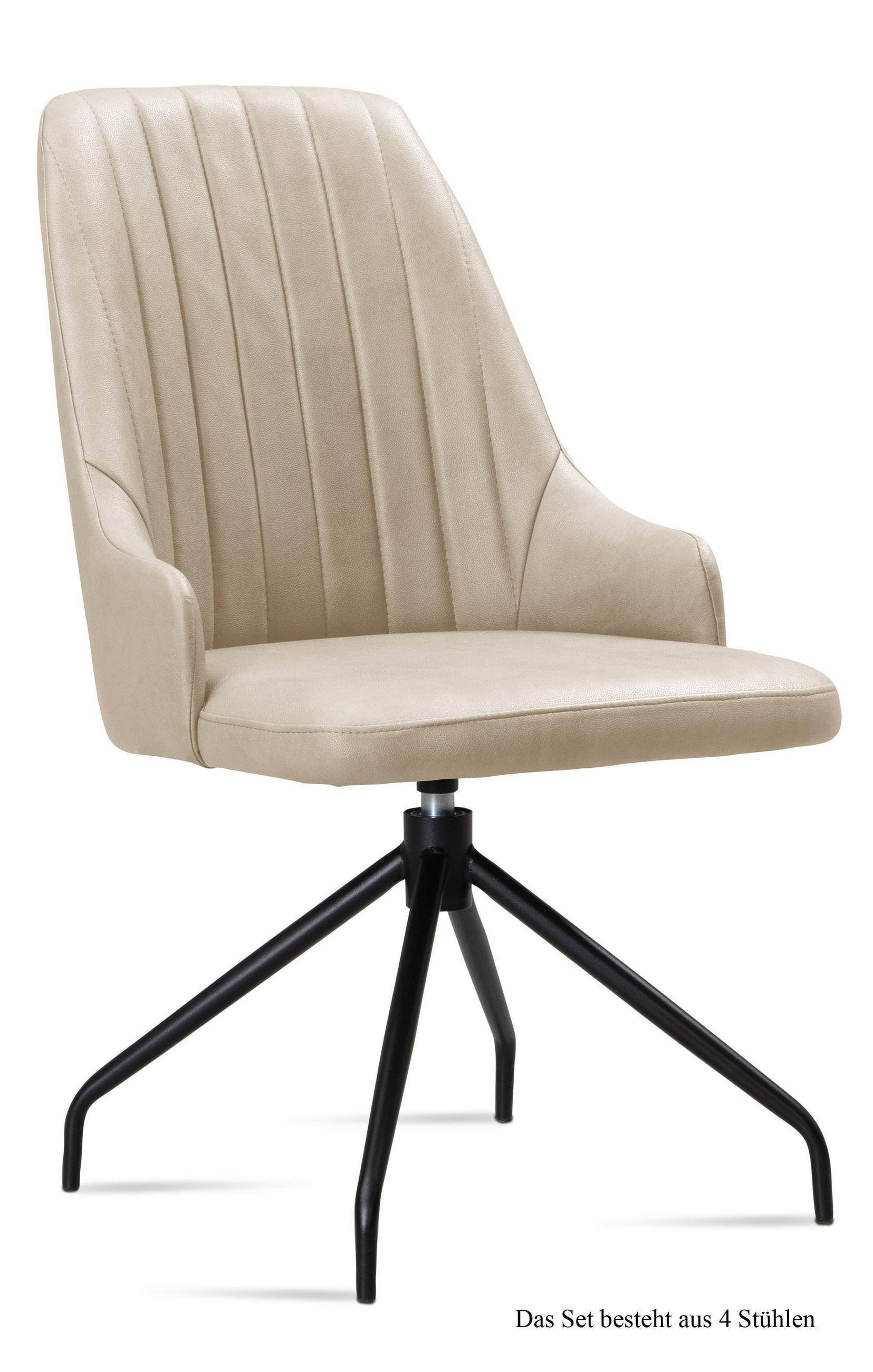 ESSZIMMERSTUHL drehbar (4er-Set) Doreen 52x91x60 Schwarz/Natur - Schwarz/Naturfarben, Kunststoff (60/91/52cm) - 58aufmkessel