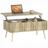 COUCHTISCH DE-15803 klappbare Platte Eiche - Eichefarben, Holzwerkstoff (91/56/43cm) - ComfortXL