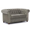 CHESTERFIELD-SOFA 2-sitzer Cleo Blink Grau Samt mit Kristallsteppung und braunen Massivholzfüßen - Braun/Grau, Holz/Textil (148/72/86cm) - S-Style Möbel