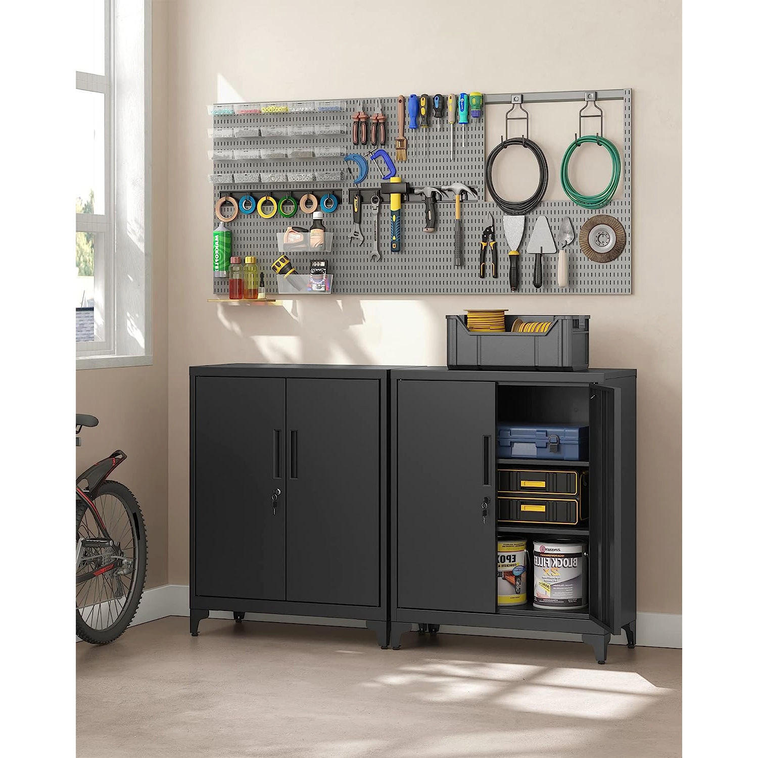 AKTENSCHRANK TBILISI - Schwarz, Metall (80/90/40cm) - Hansiro