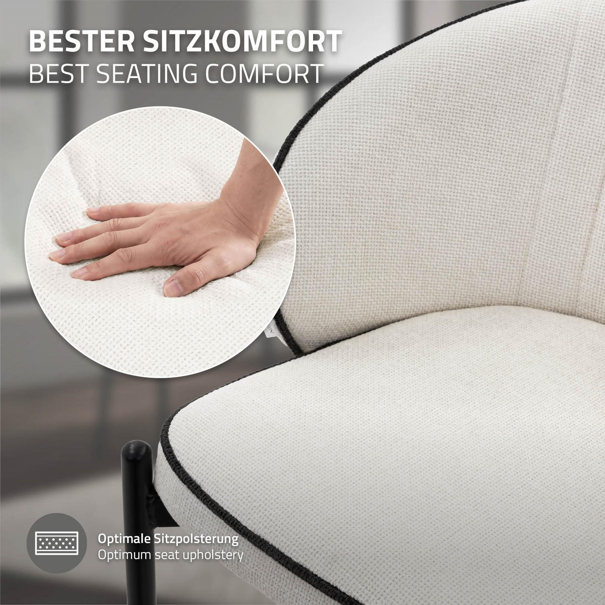 ESSZIMMERSTÜHLE 4er Set Beige - Beige/Schwarz, Textil/Metall (60/75/59cm) - ML-DESIGN