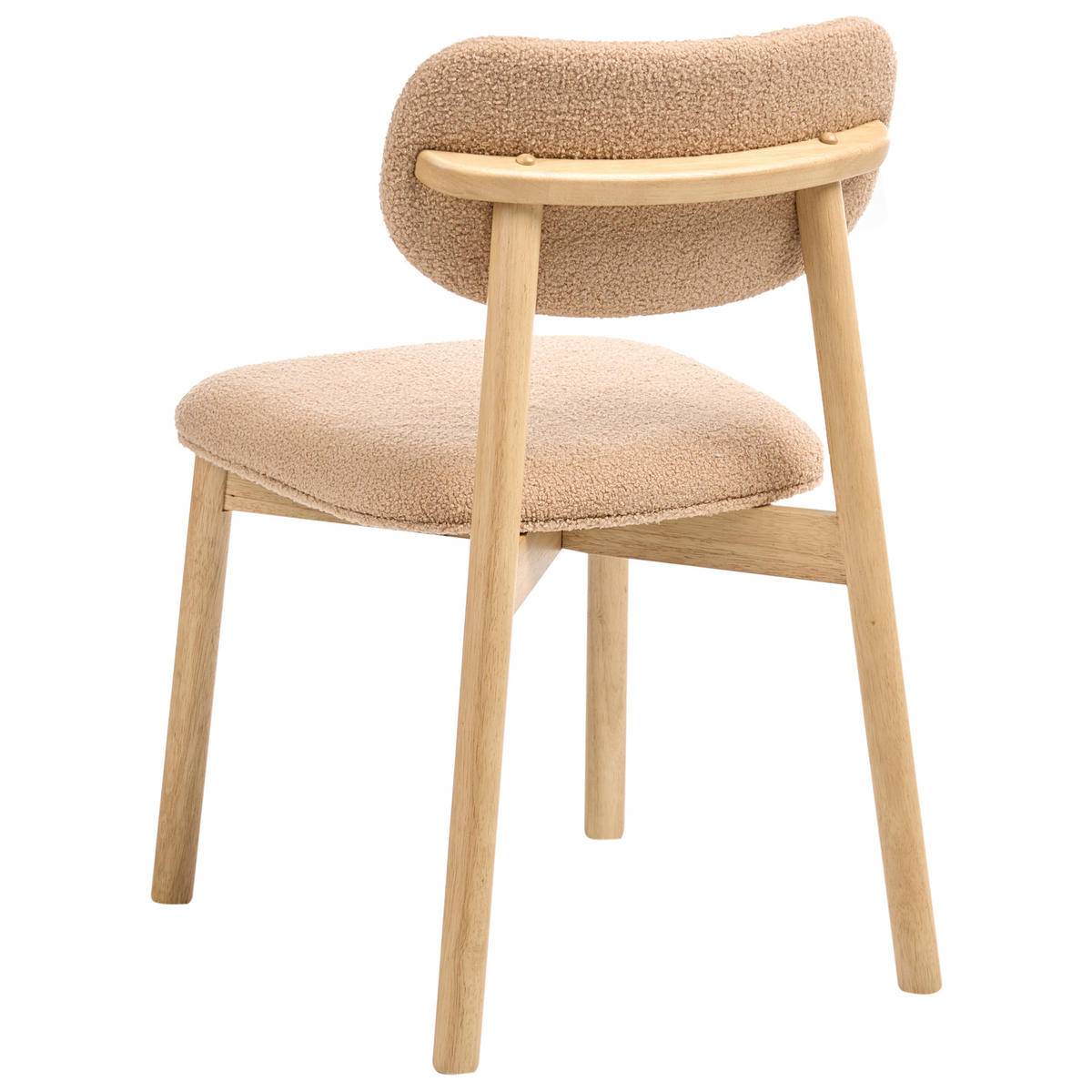 ESSZIMMERSTUHL 2er-Set Bouclé Hellbraun/Beige Mills - Hellbraun, Textil (50/80/58cm) - Beliani