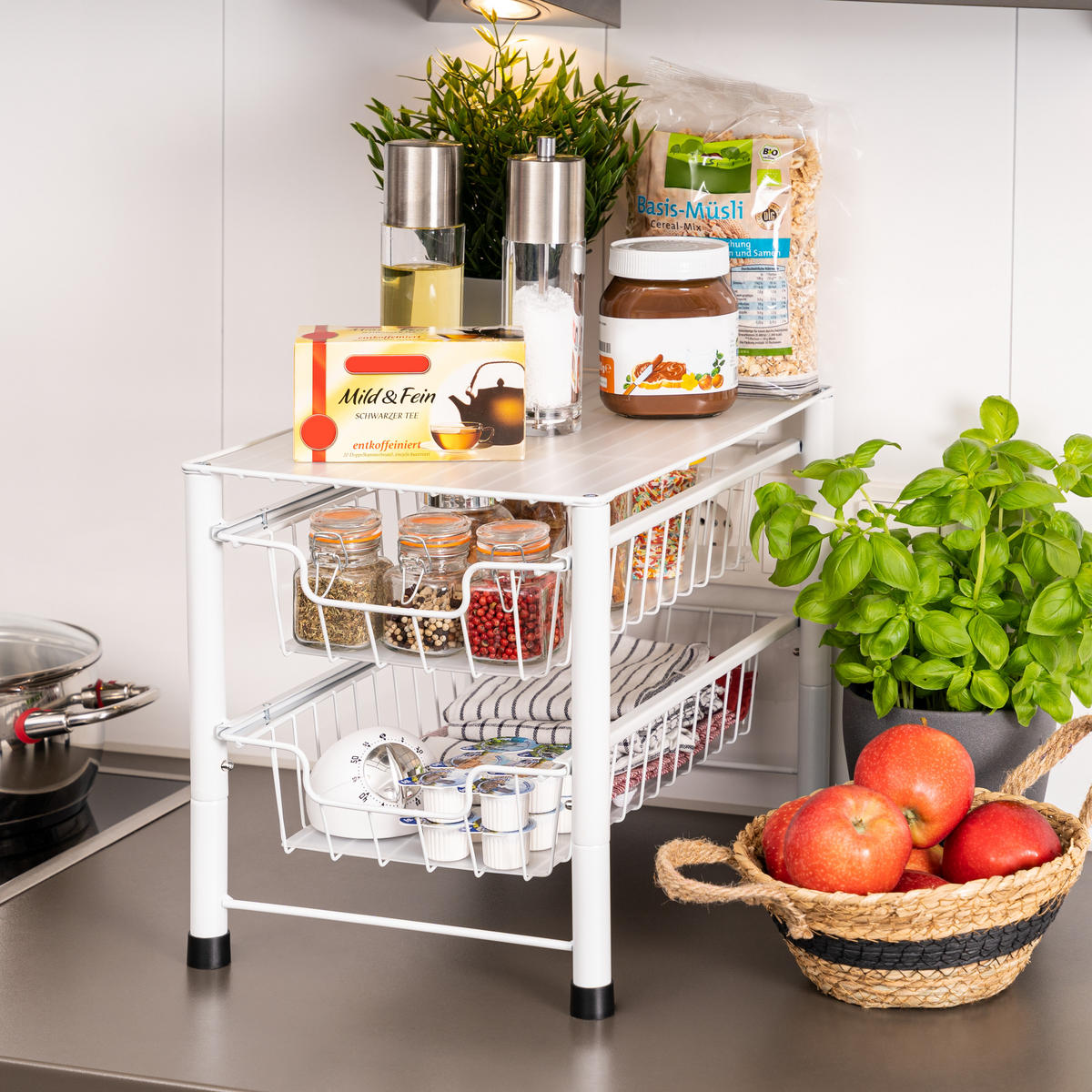 SCHUBLADENREGAL, weiß, Metall, Kunststoff - Weiß, Metall (27.5/31/42.5cm) - bremermann