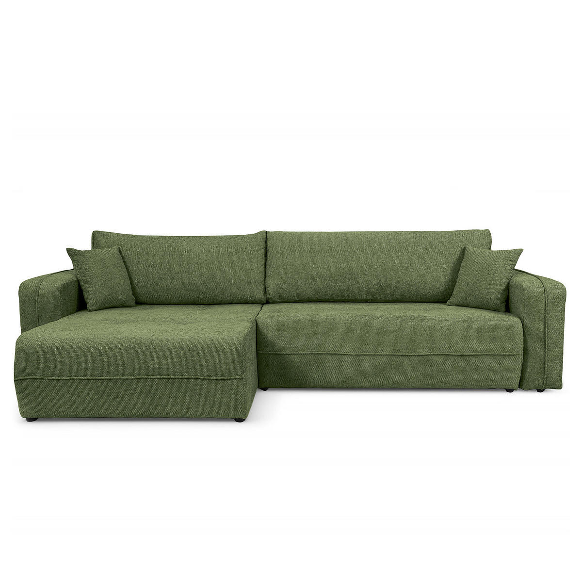 ECKSOFA mit Schlaffunktion - 272 cm - Wildeiche/Terracotta, Kunststoff/Textil (272/145cm) - home24