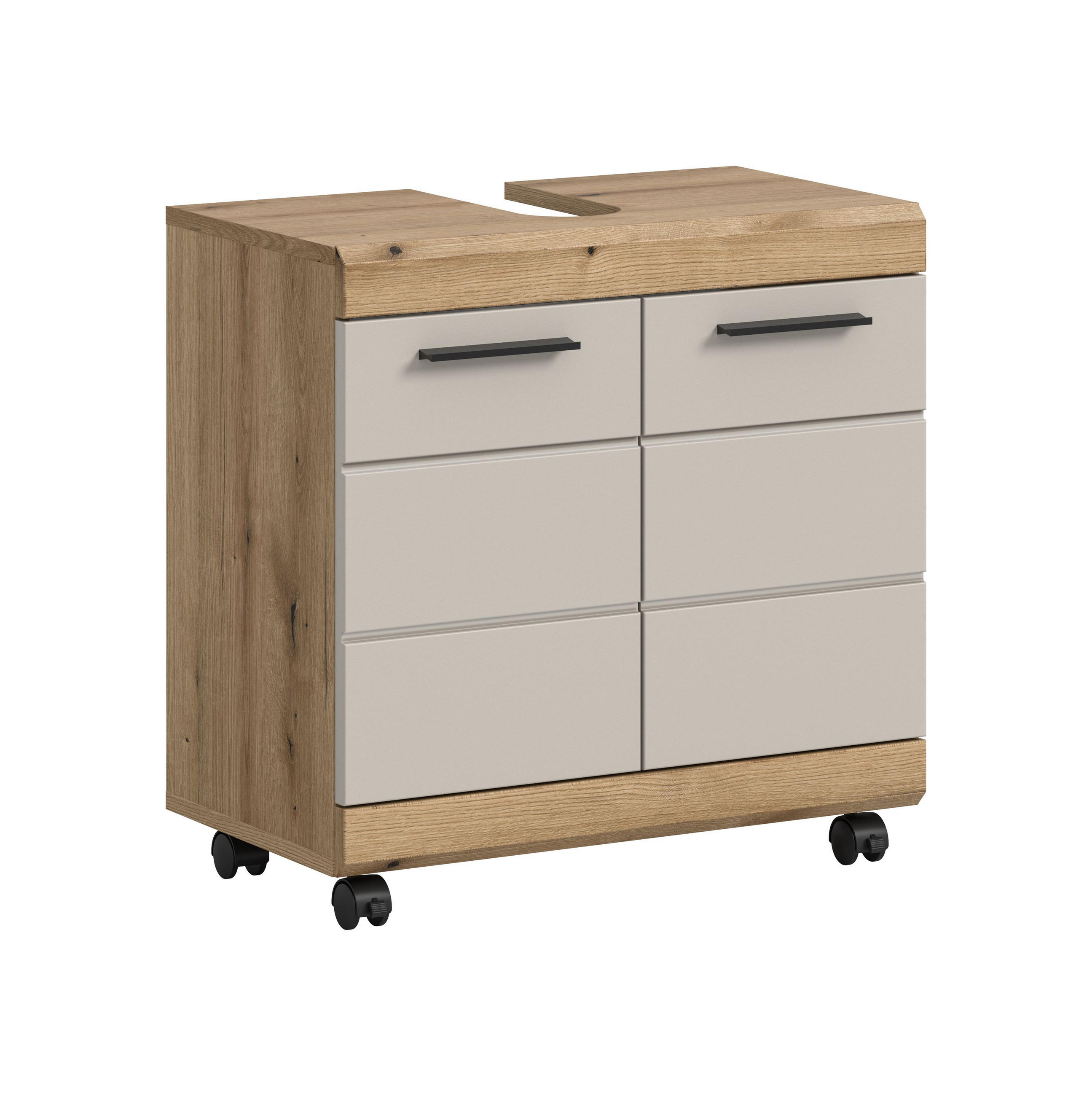WASCHBECKENUNTERSCHRANK auf Rollen SCOUT (B/H/T: ca. 60/60/34 cm) in Evoke Oak Nachbildung/Kaschmir matt - Eichefarben, Holzwerkstoff (60/60/34cm)