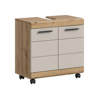 WASCHBECKENUNTERSCHRANK auf Rollen SCOUT (B/H/T: ca. 60/60/34 cm) in Evoke Oak Nachbildung/Kaschmir matt - Eichefarben, Holzwerkstoff (60/60/34cm)