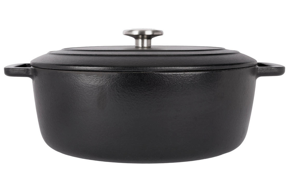 KASSEROLLE Bratpfanne Fontestic Gusseisen Schwarz Oval – 31 x 24 cm – Emailliert - Schwarz, Keramik (31/24/12cm) - Cosy & Trendy