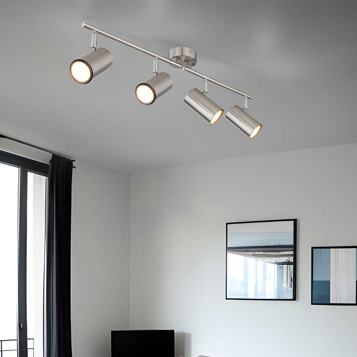 LED DECKENLEUCHTE Allvi Silber matt - Silberfarben, Metall (60/8/14.5cm) - Globo Lighting