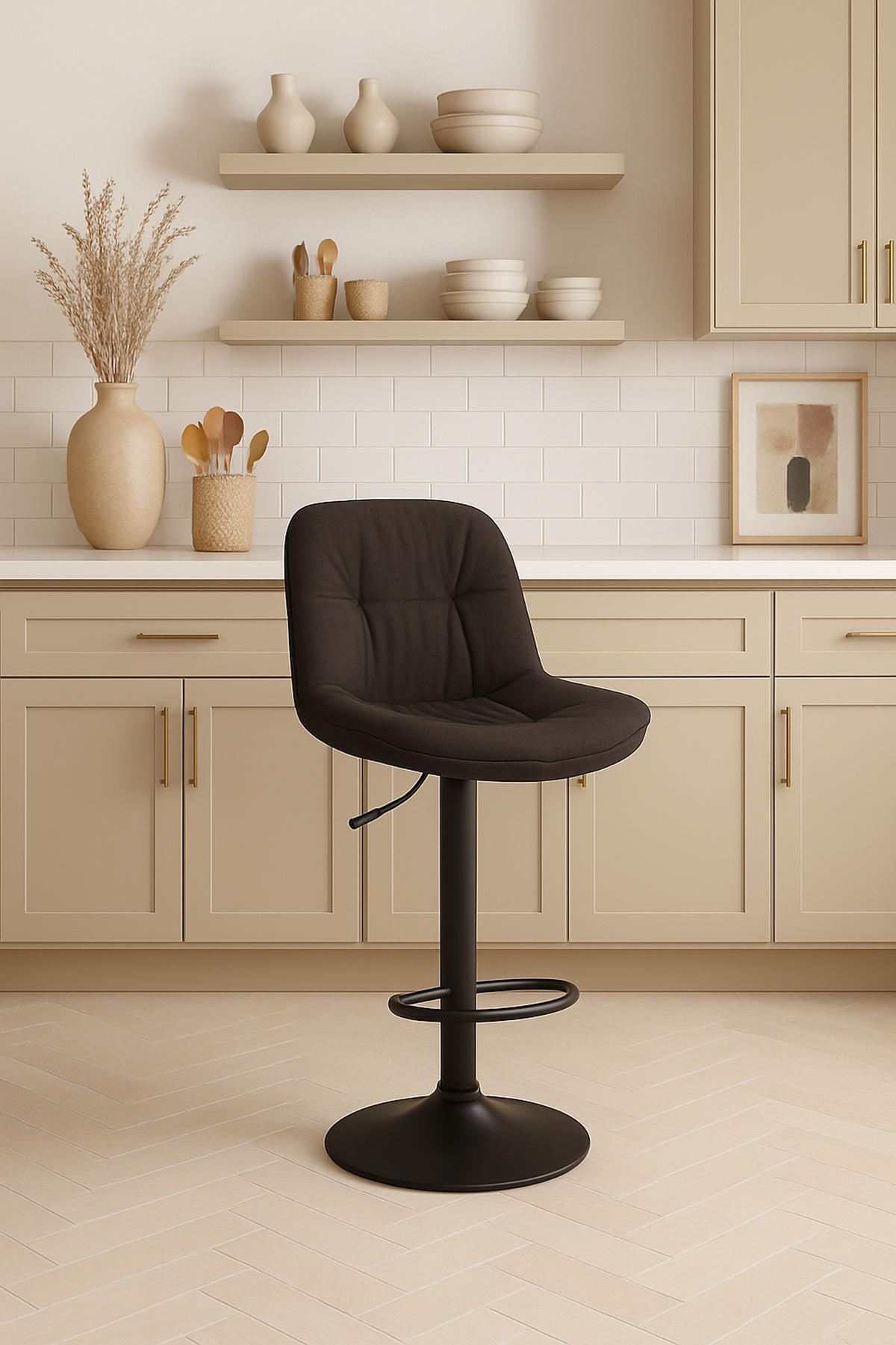 BARHOCKER Laura Stoff chrom dunkelgrau - Chromfarben/Dunkelgrau, Textil/Metall (46/113/54cm) - TPFLiving
