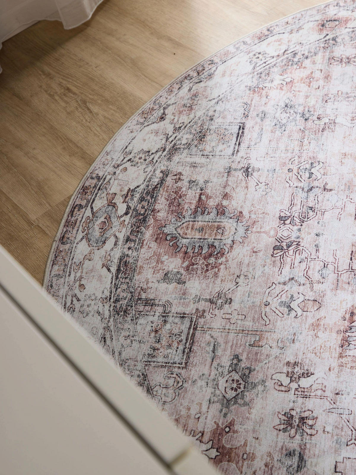 VINTAGE-TEPPICH George waschbar ø 120 cm rund - Taupe/Creme, Kunststoff (120/120cm) - benuta