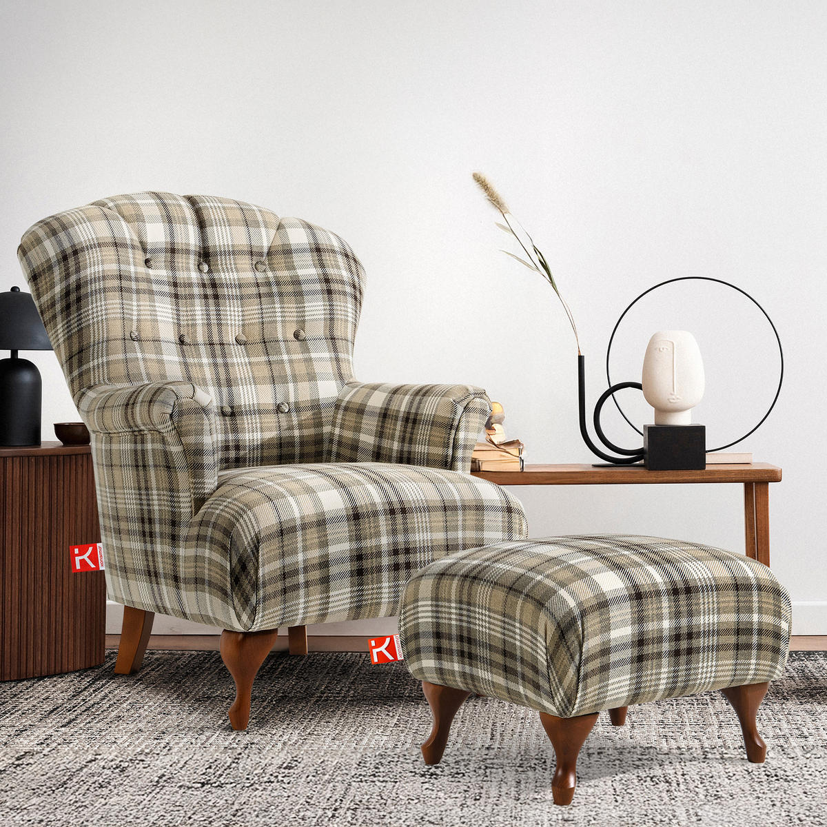 FUẞSTÜTZE TOMIS, Braun/Beige - Braun, Eichenholz/Holz (50/40/50cm) - KONSIMO®