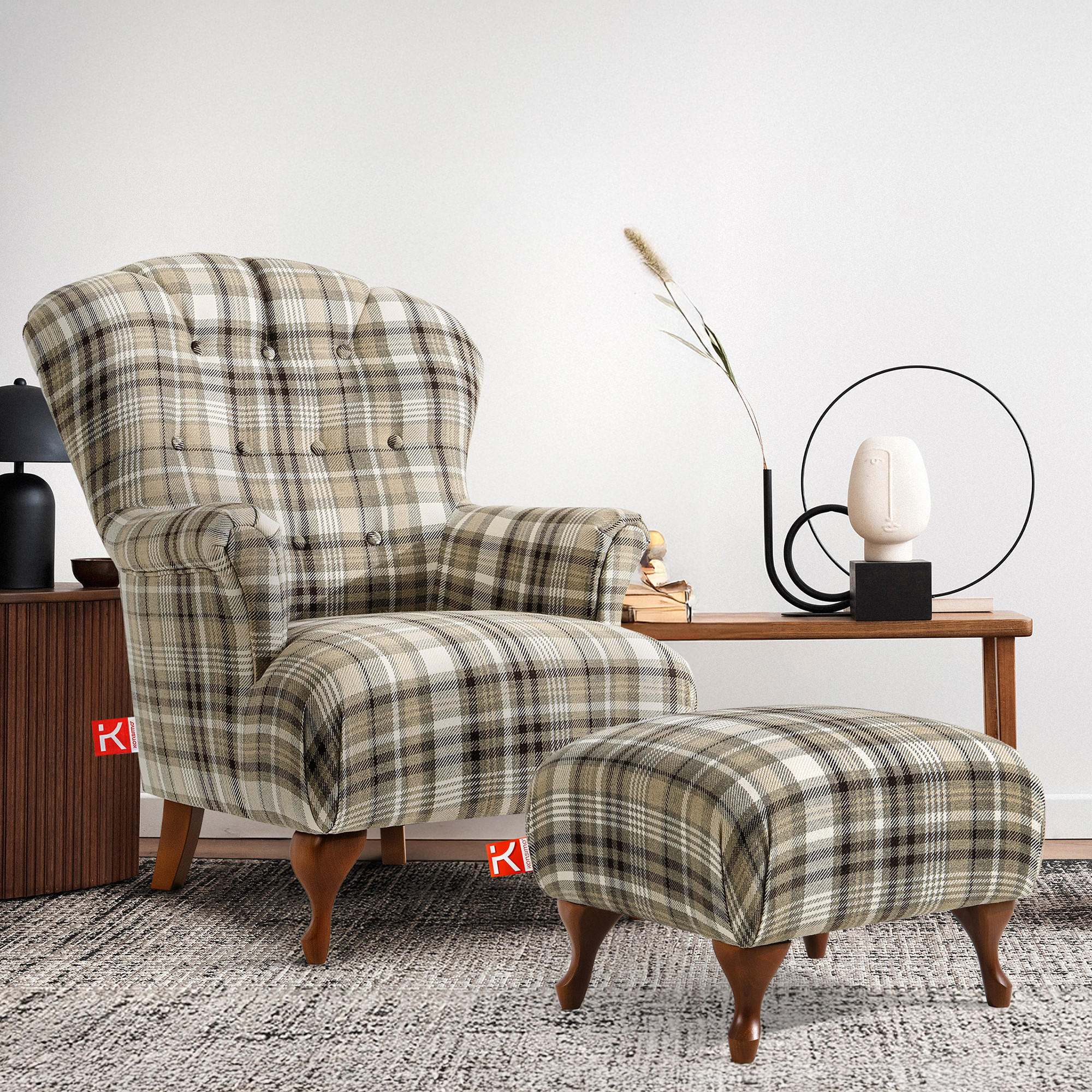 Thumbnail - Konsimo® Fußstütze, Braun, Textil, Eiche, 50x40x50 cm, Wohnzimmer, Hocker, Poufs