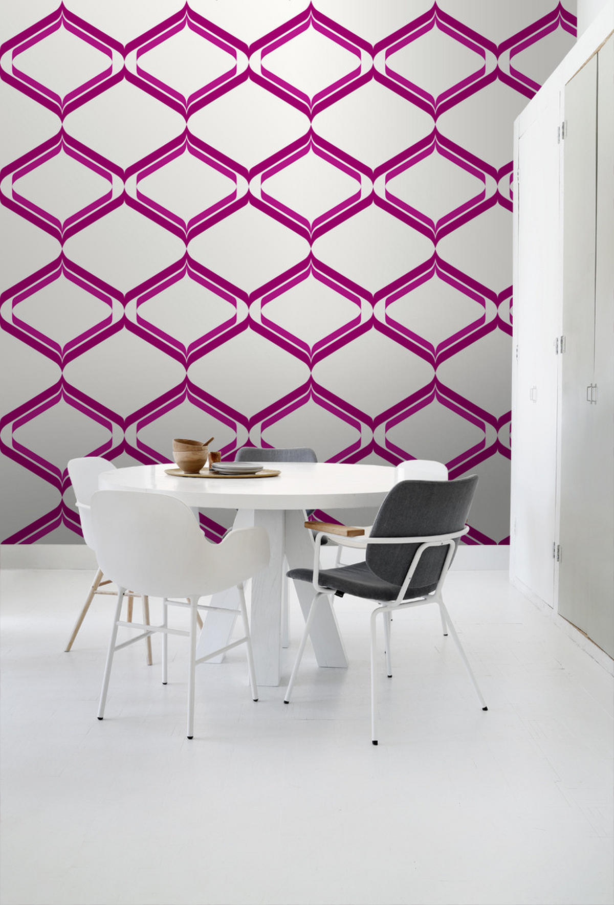 TAPETE Retro-Ornamente 53 cm x 10.05 m - Pink, Papier (53/1000cm) - ESTAhome