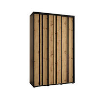 SCHWEBETÜRENSCHRANK 235,2/160/60 3-türig - Schwarz/Eiche Artisan, Holz/Metall (160/235/60cm) - Abiks Möbel