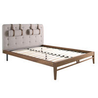 BETT Graues Bett mit Stofftufting 172/216/110 cm - Walnussfarben/Grau, Textil - ANGEL CERDA