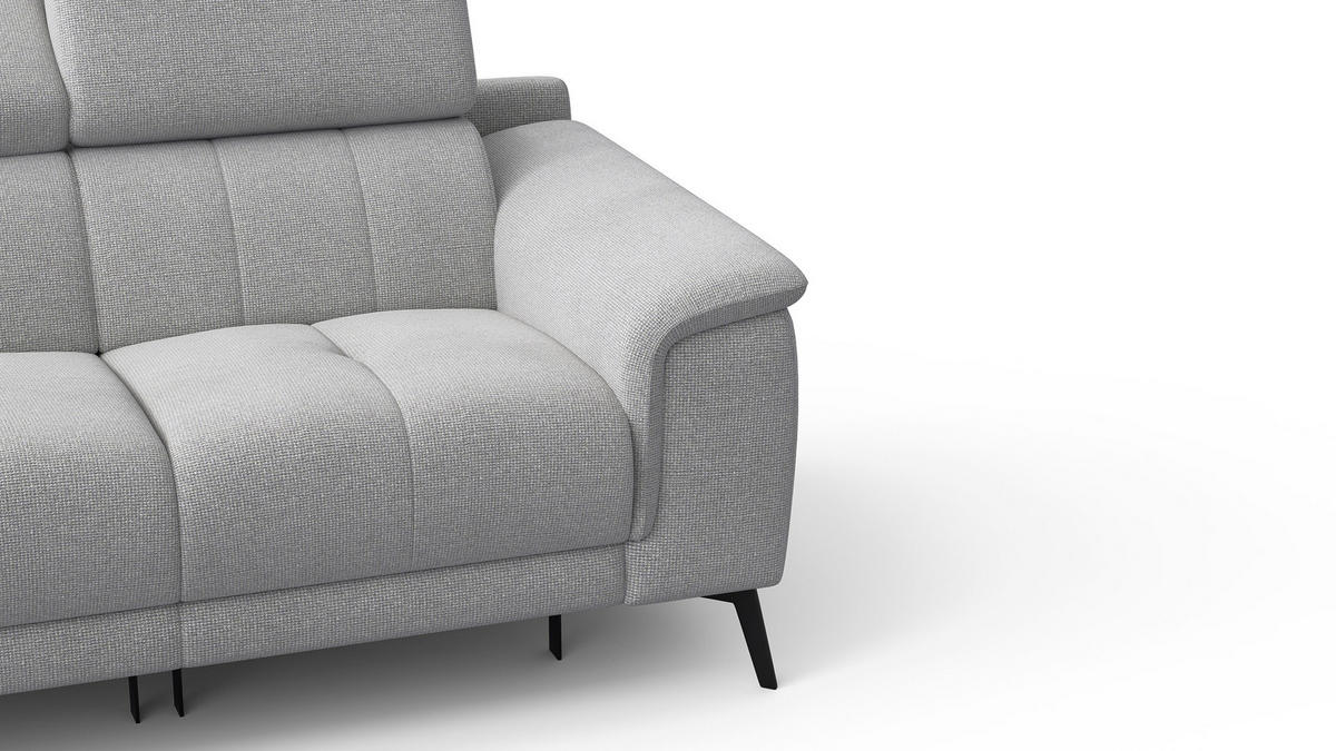 RELAXSOFA FIERO 2-Sitzer mit 2 Relaxfunktionen, silberfarben - Silberfarben/Schwarz, Holzwerkstoff/Textil (170/82/103cm) - Courtois Laville