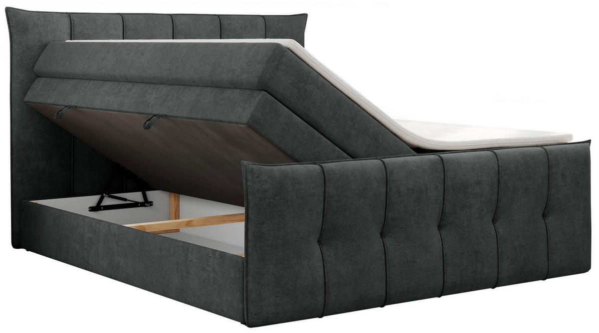 BOXSPRINGBETT PREMIUM 11 KING 180/200 Dunkelgrau Struktur - H3 - Dunkelgrau, Holz/Textil (180/200cm) - MKS
