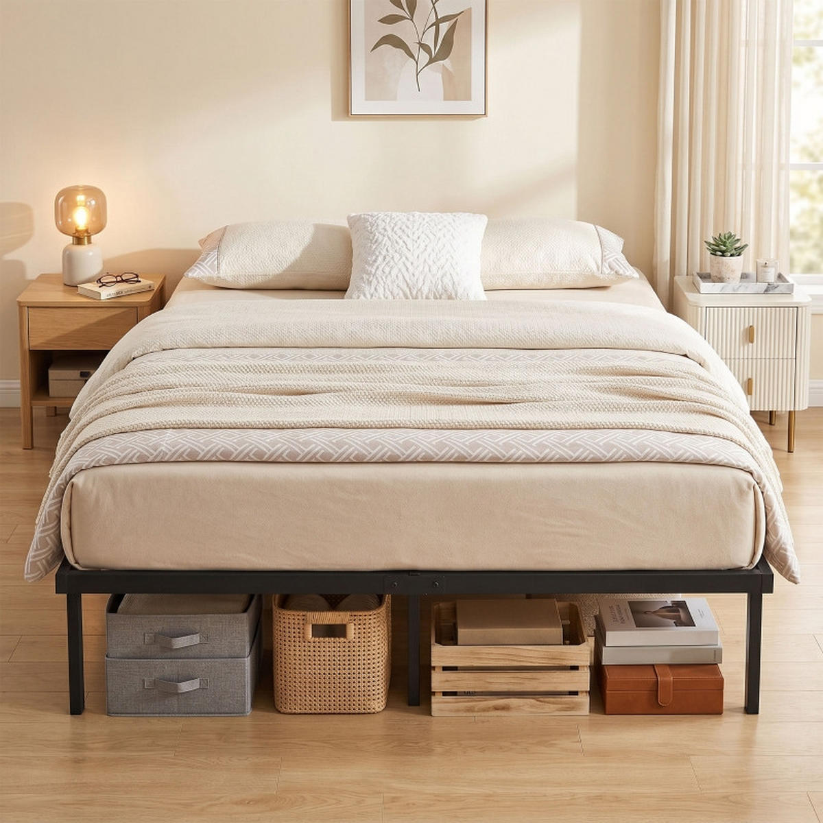 BETTGESTELL 140/200 cm DE-32877 9-Fuß-Struktur Schwarz - Schwarz, Metall (140/200cm) - ComfortXL