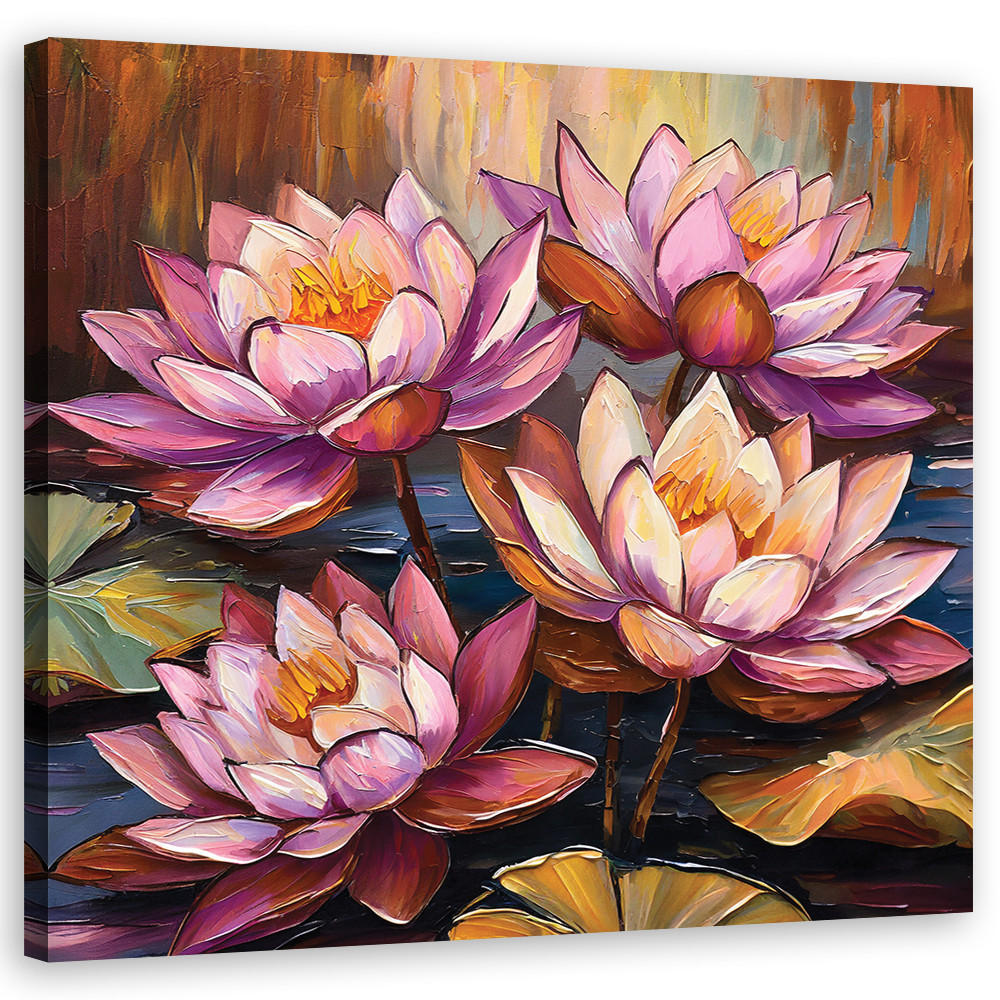 WANDBILD seerosen blumen natur - Pink, Textil (50/50cm) - Feeby