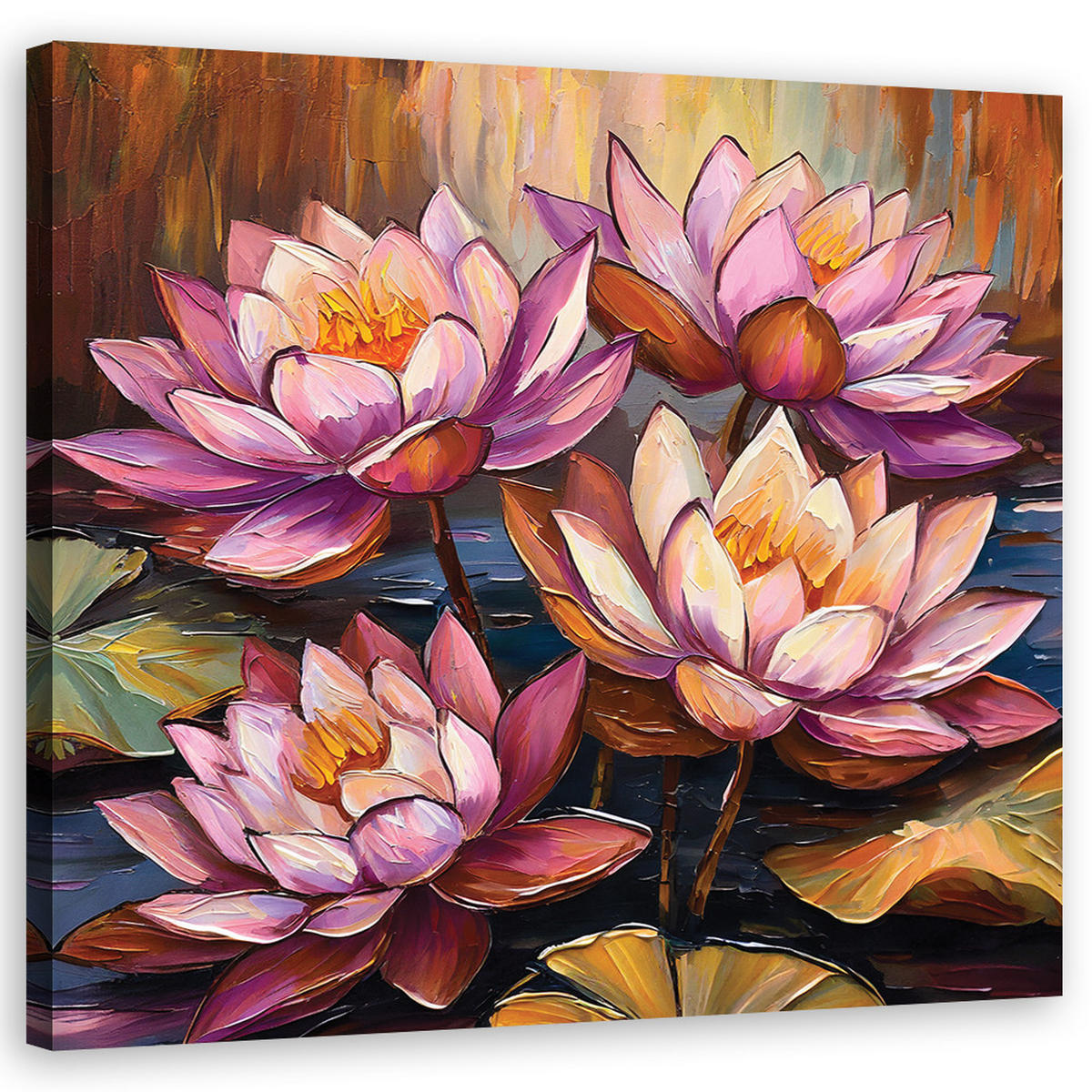 WANDBILD seerosen blumen natur - Pink, Textil (50/50cm) - Feeby