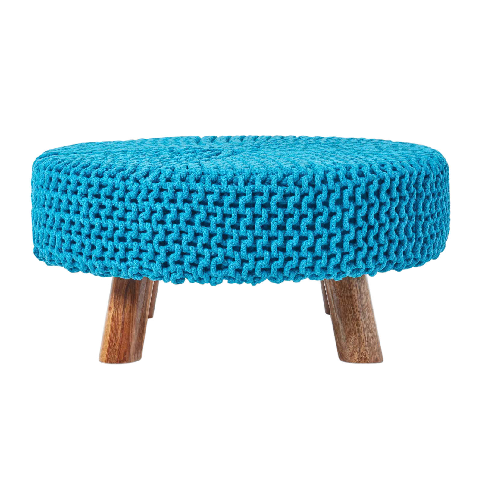 STRICK-HOCKER türkis, rund 62/62/30 cm - Türkis, Textil (62/30/62cm) - Homescapes