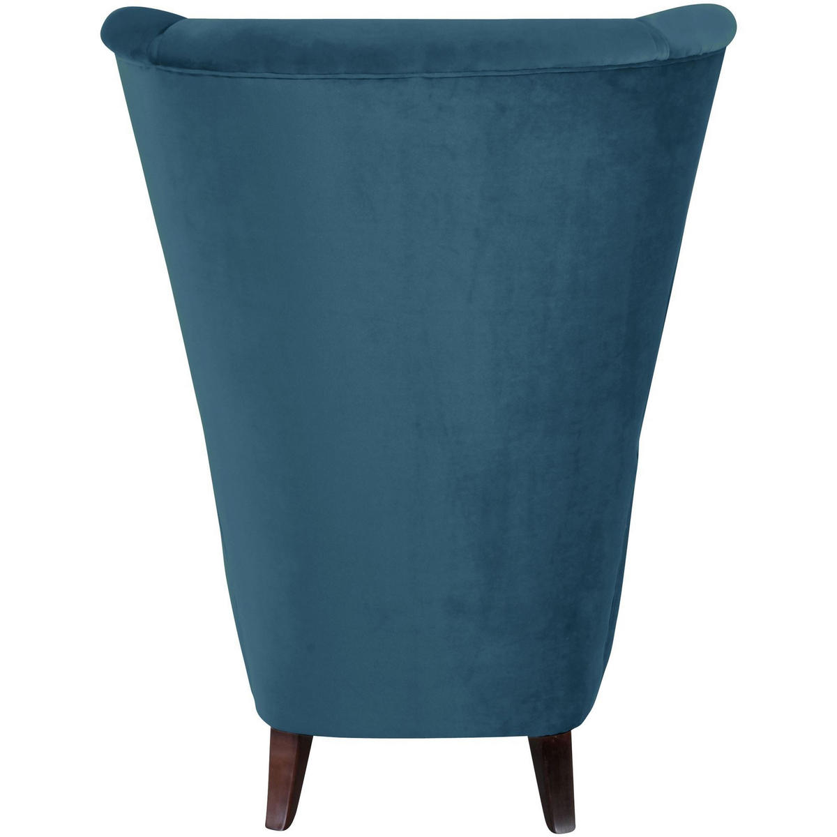HOCHLEHNSESSEL Kailey Bezug Samtvelours Buche nussbaum dunkel / petrol - Blau, Kunststoff (96/122/89cm) - 58aufmkessel