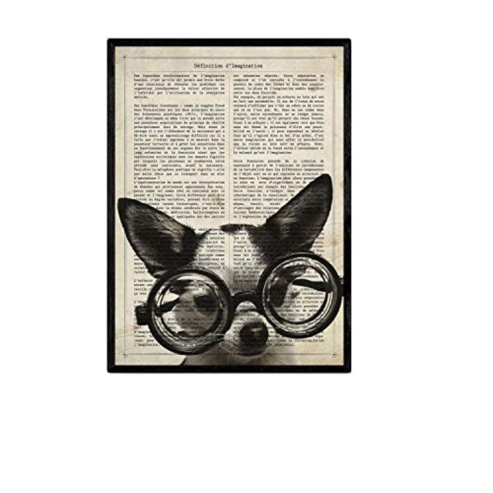 POSTER Dog Gafotas A4 Schwarzer Rahmen - Schwarz, Papier (29.7/5/21cm) - Nacnic