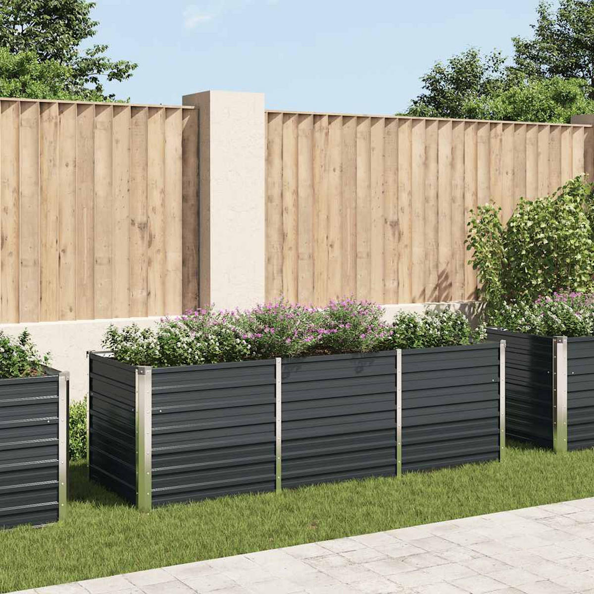 GARTEN-HOCHBEET Anthrazit 240/80/77 Cm Verzinkter Stahl - Anthrazit, Metall (240/77/80cm) - vidaXL