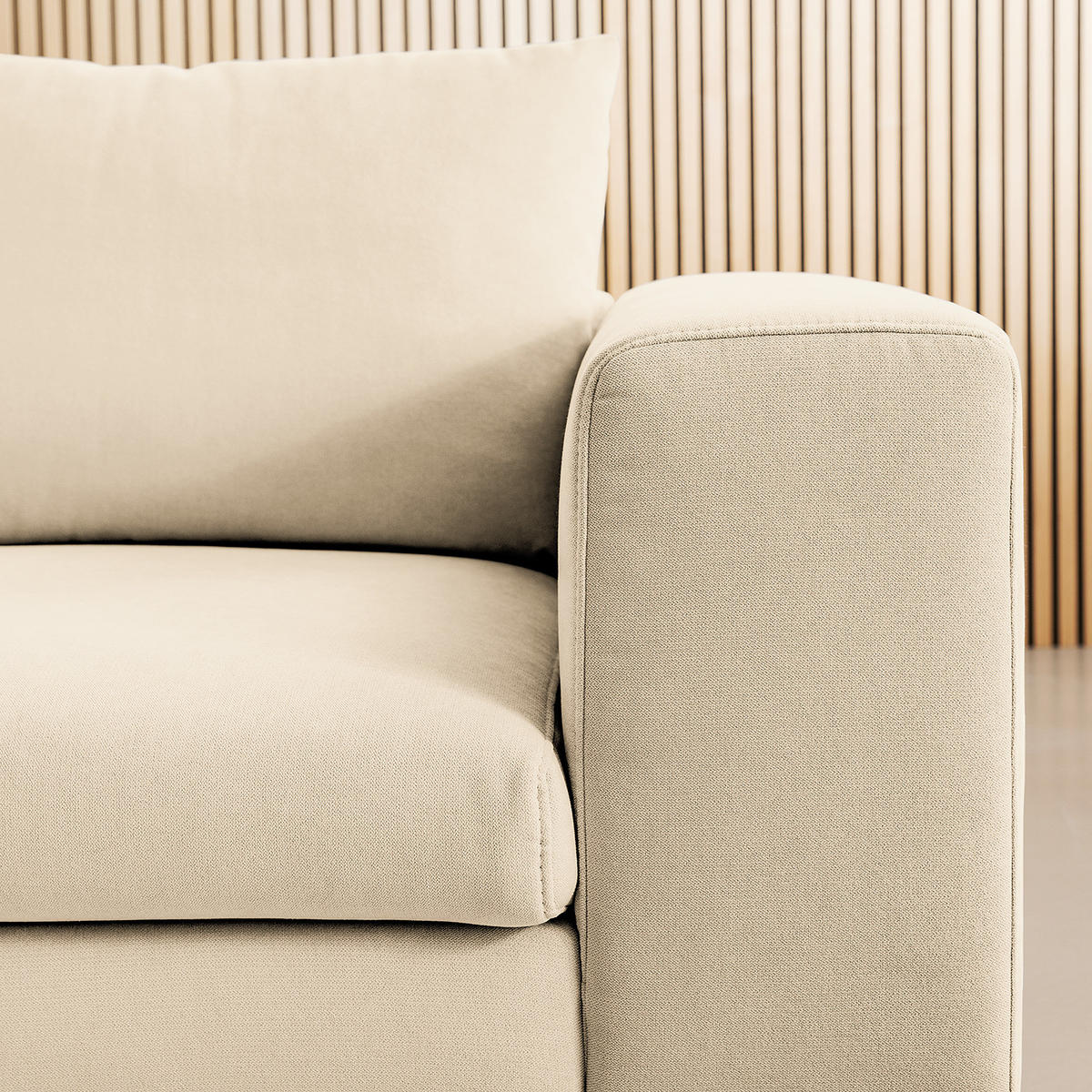 ECKSOFA mit Longchair - Beige/Schwarz, Textil/Metall (321/170cm) - home24