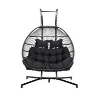 FALTBARER HÄNGESESSEL LOMA - Schwarz, 2-Sitzer - Schwarz, Kunststoff (130/123/69cm) - Home Deluxe