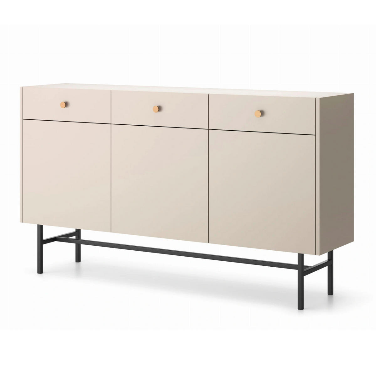 KOMMODE Dalia mit 3 Türen und 3 Schubladen, 104 cm, Kaschmir - Kaschmir/Schwarz, Holzwerkstoff/Metall (155/84/39cm) - Beautysofa