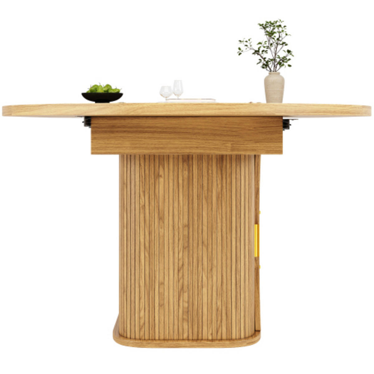 ESSTISCH Ausziehbarer 118-158×118×77,1 cm aus MDF und Metall mit Rattan-Schubladen, naturfarben - Naturfarben, Holzwerkstoff (158/118/77.1cm) - Luhomfu