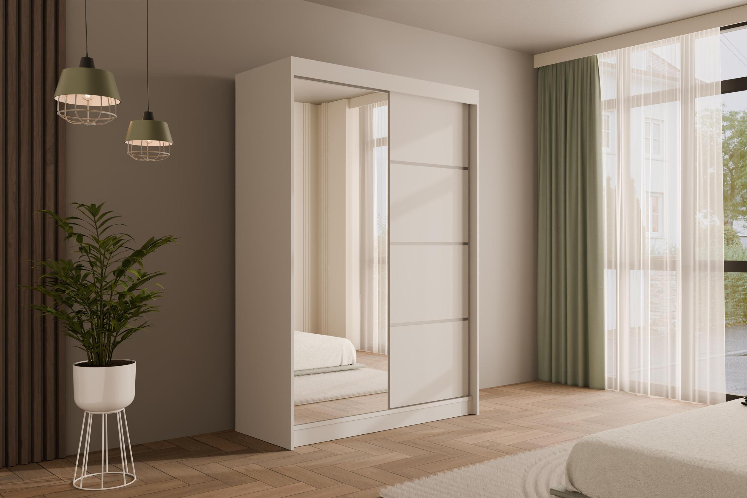 KLEIDERSCHRANK PAOKI - 150 cm - Weiß - Weiß, Holzwerkstoff (150/215/61cm) - ALTDECOR