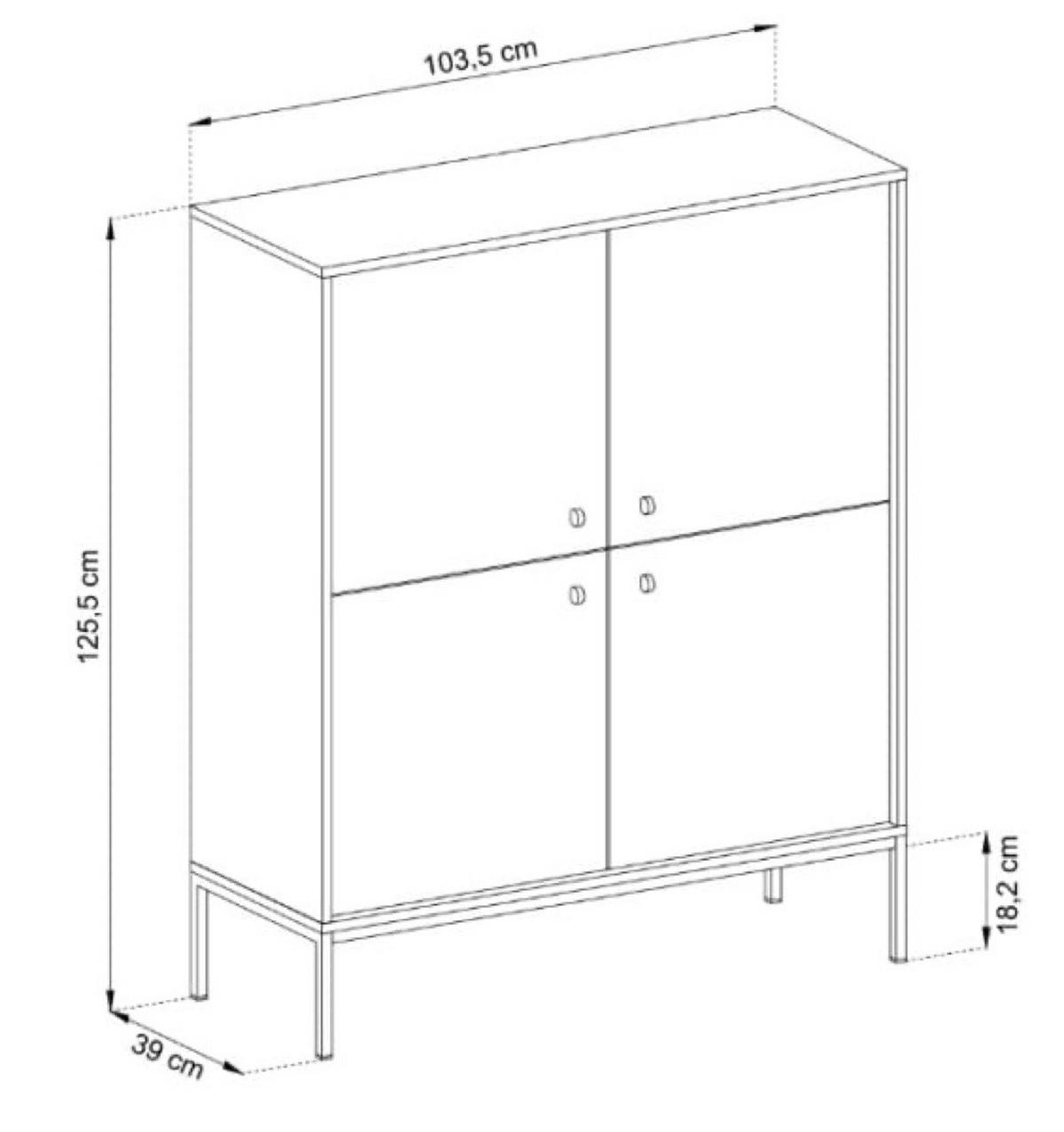KOMMODE Beige MONAKO MK104 Mit Goldfarbenem Gestell - Beige, Holzwerkstoff (103.5/125.5/39cm) - Sepro Meble